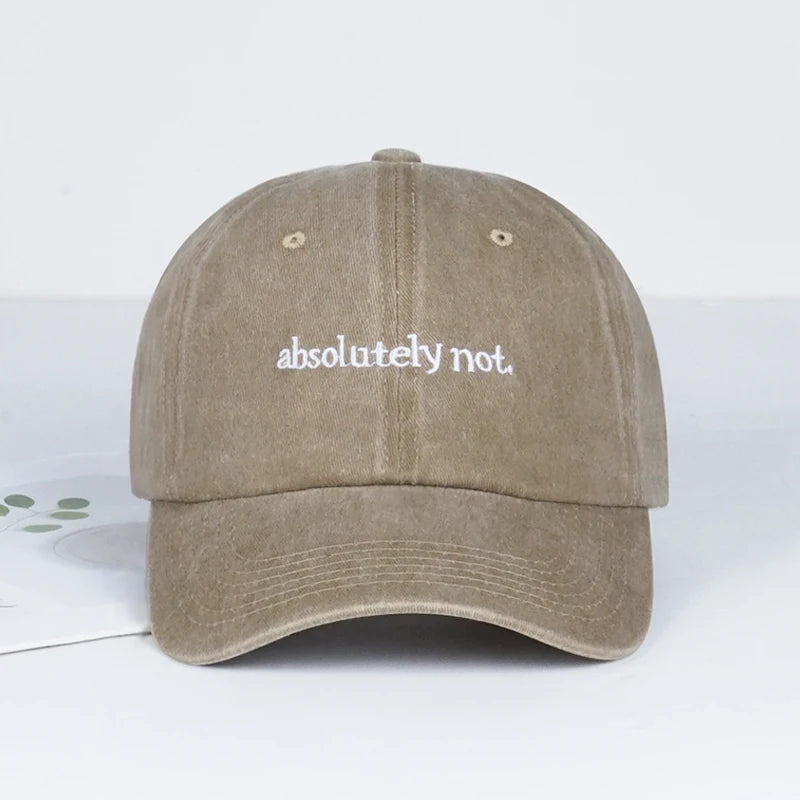 MLFO Absolutely Not Embroidered Washed Baseball Cap: Lightweight, Breathable, and Adjustable—Unisex Casual and Fashionable Hat