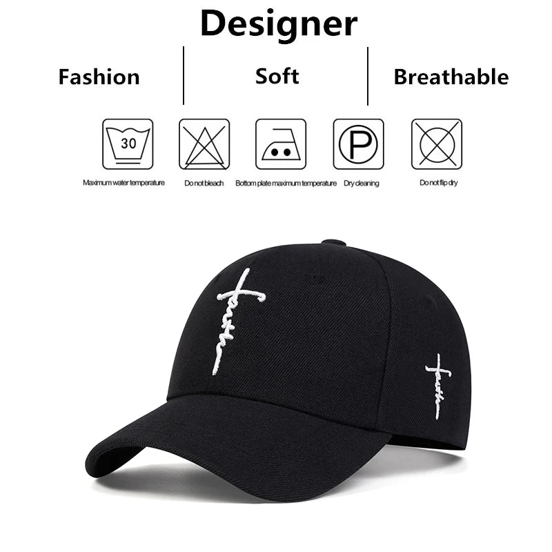 Casquette de Baseball Broderie Fashion Faith Hommes Femmes Printemps Été Chapeaux de Soleil Coton Snapback Unisexe Hip Hop Casquettes Trucker Gorras