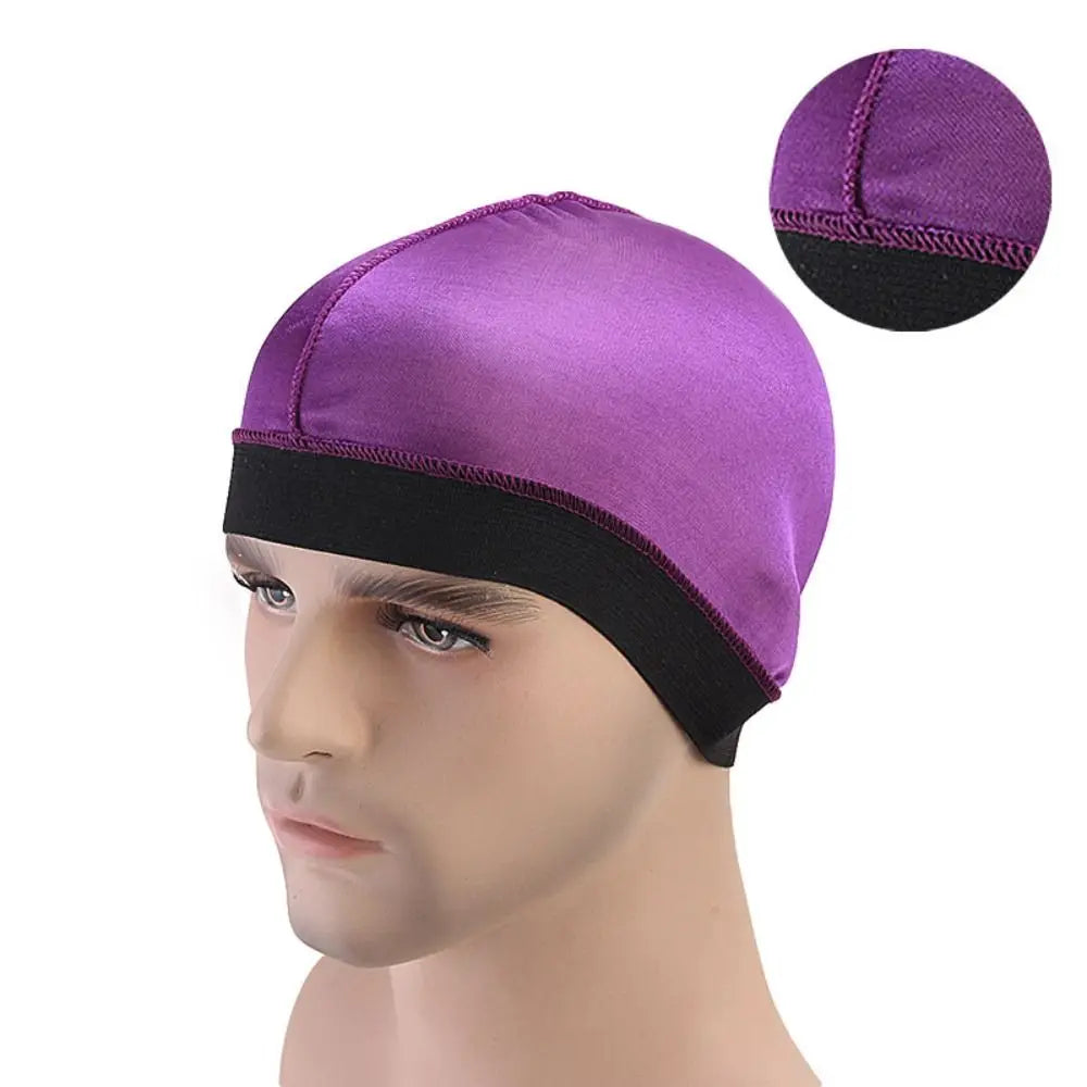 1PC Men Multicolo Durag Hat Wave Caps Head Wrap Solid Color Elastic Breathable Beanie Headwrap Bonnet Durag Cap For Male