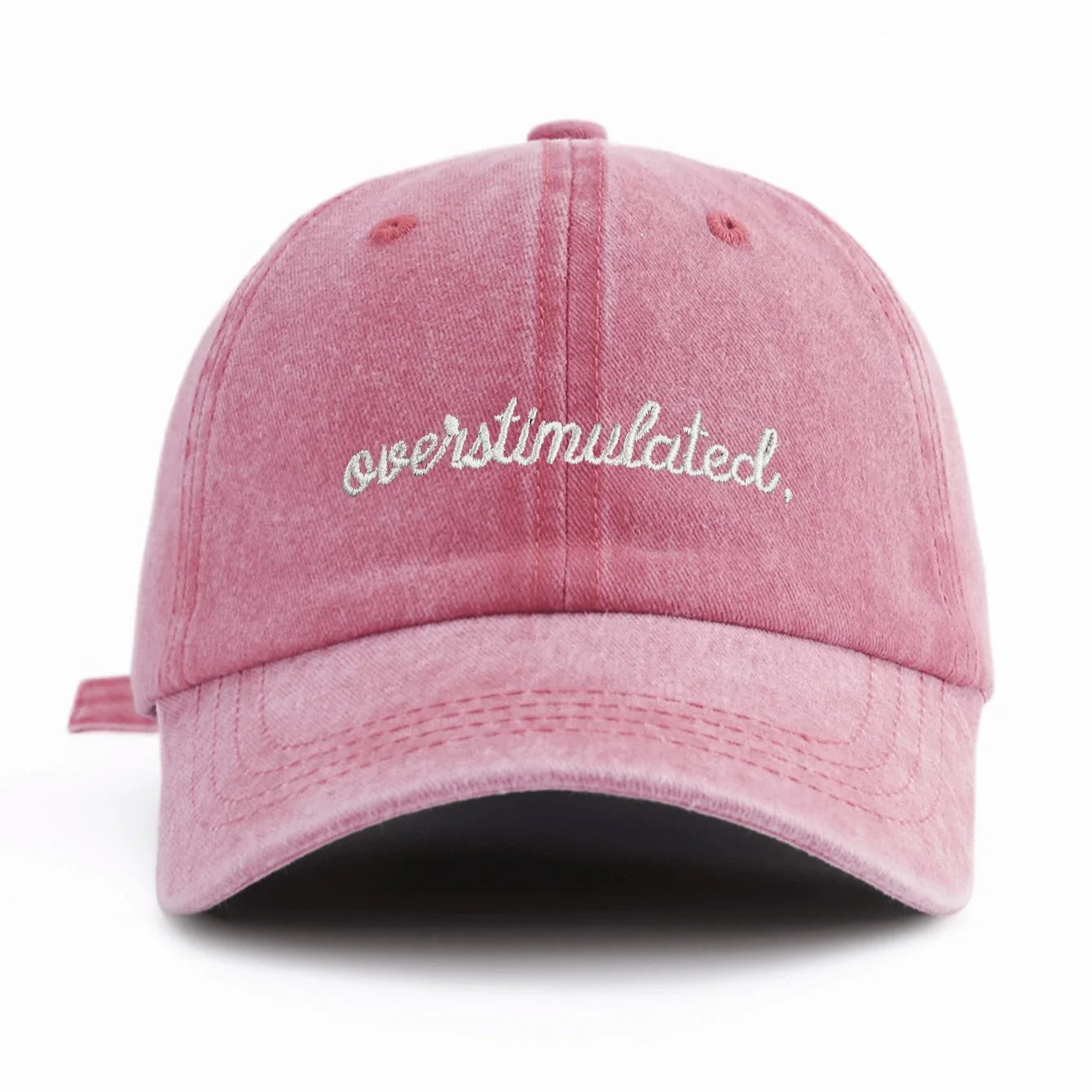 1 Pc Overstimulated. Embroidered Washed Baseball Cap, Classic Casual Stylish,Perfect Gift For Families And Friends