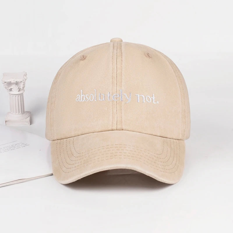 MLFO Absolutely Not Embroidered Washed Baseball Cap: Lightweight, Breathable, and Adjustable—Unisex Casual and Fashionable Hat