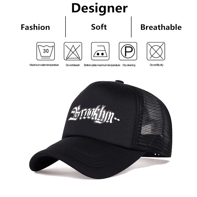 Unisex Brooklyn Letter Printed Baseball Net Caps Spring Summer Outdoor Adjustable Casual Hats Sunscreen Hat Sports Cap