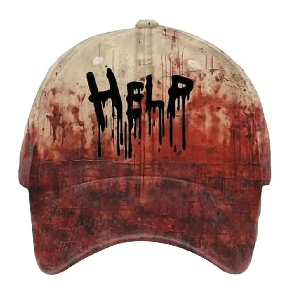 Trendy 3D Printed Halloween Hat Tie-Dye Horror Holiday Sunshade Duck Tongue Hat Anti-sun UV Protection Party Caps Outdoor