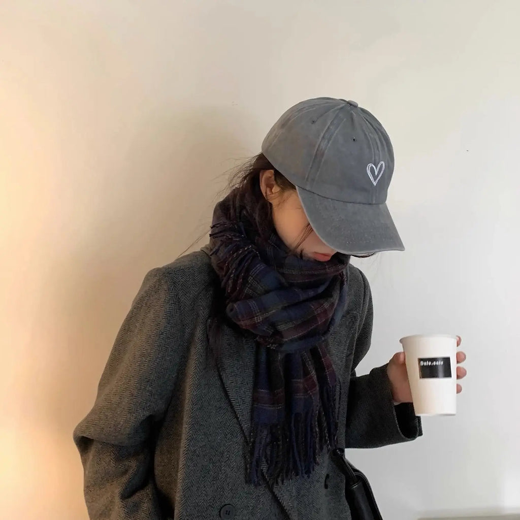 New Outdoor Fashion Sport Baseball Caps For Women Love Heart Embroidery Hat Cap Female Washed Cotton Dad Hat
