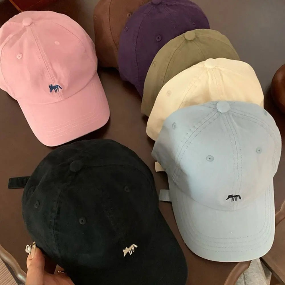 Fashion Embroidered Embroidery Baseball Cap Animals Cotton Canvas Baseball Hat Peaked Cap Sun Cap Sun Hat Girl
