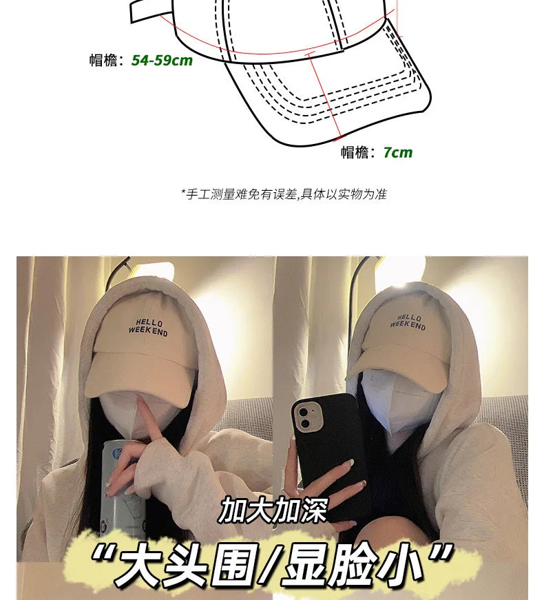Women Baseball Cap Fashion Spring Summer Oversized Embroidered Letters Curved Brim Daily Wear Outdoor Sports For Big Head