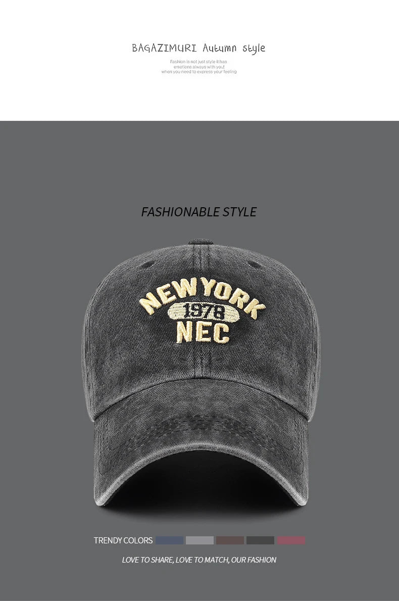 Baseball Cap Korean Washed Cotton Soft Top Hat Four Seasons Men's And Women's Embroidered American Letter Cap