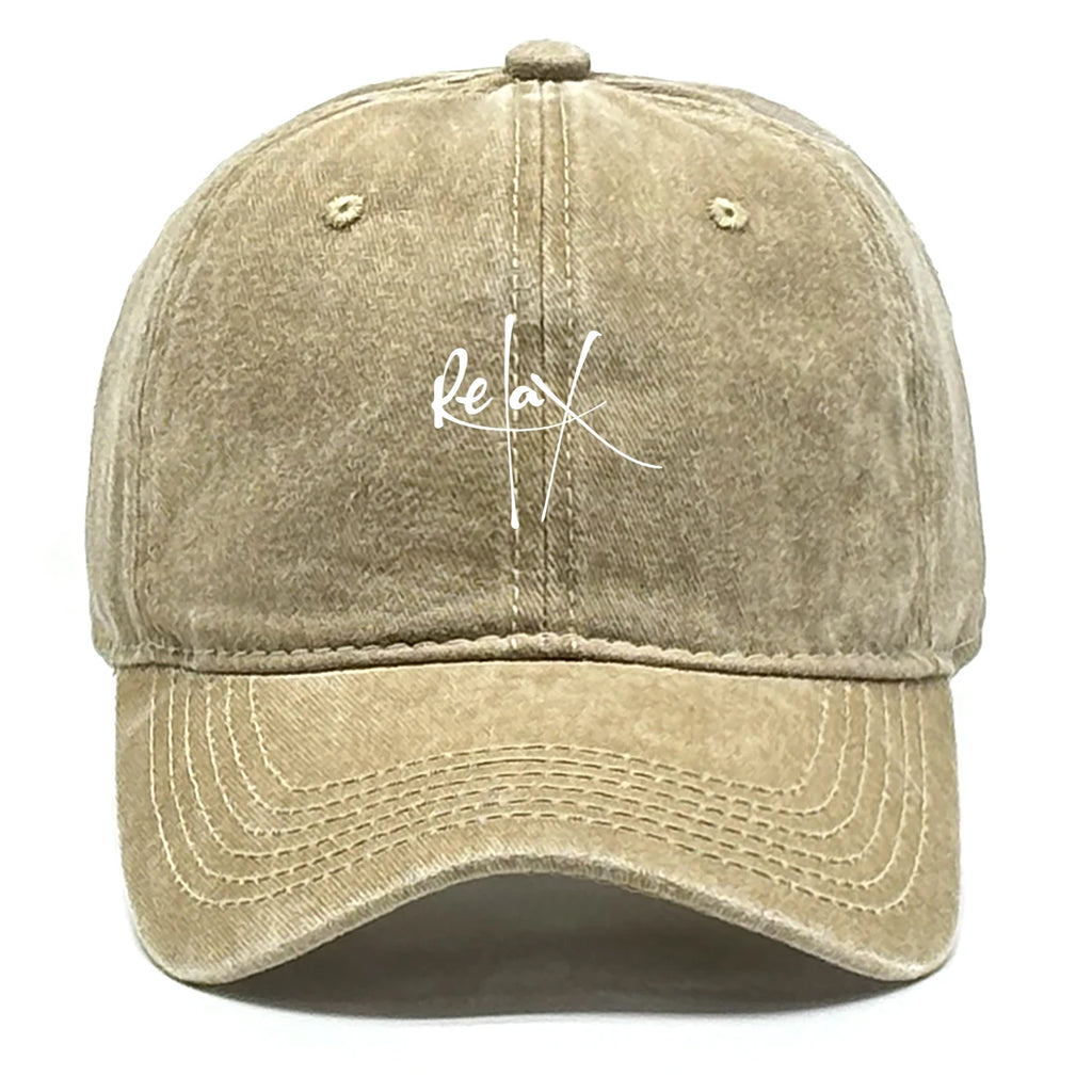 Relax Print Snapback Baseball Caps Mesh Hat Casual Slouchy Adjustable Caps Ideal Choice For Outdoor Sports One Size Fits All
