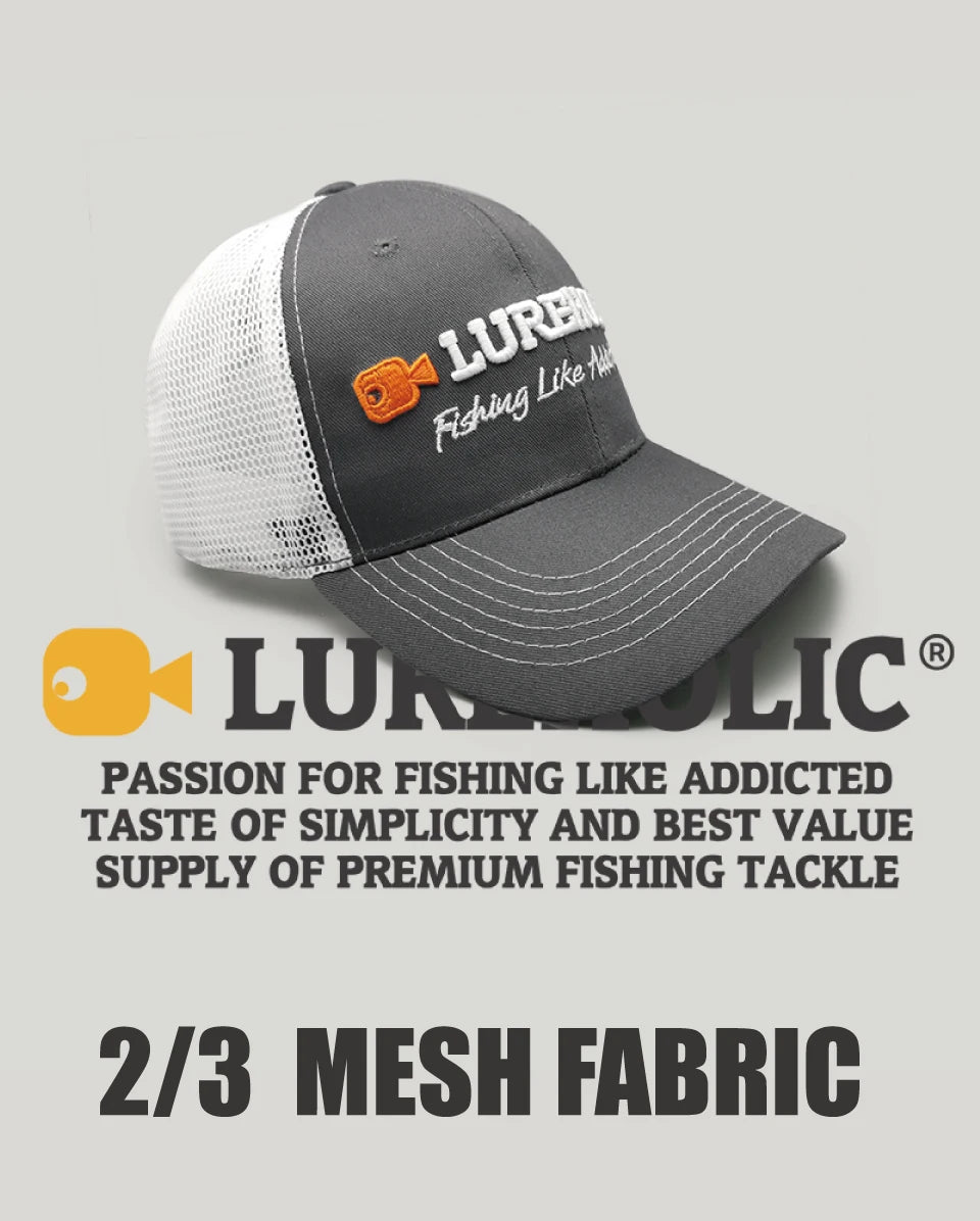 Lureholic 2/3 Mesh Fabric Lure Fishing Cap Man Woman Hat breathable Baseball Cap