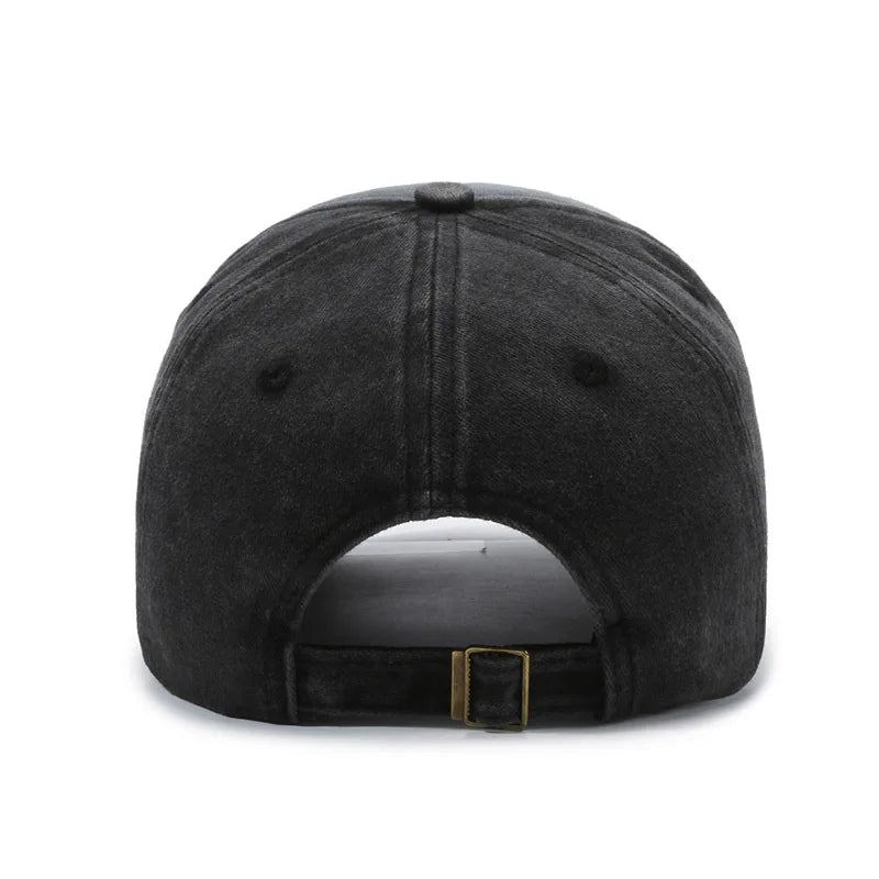 Pure cotton washed coated baseball cap with bull head embroidery, versatile washed patchwork sports hat