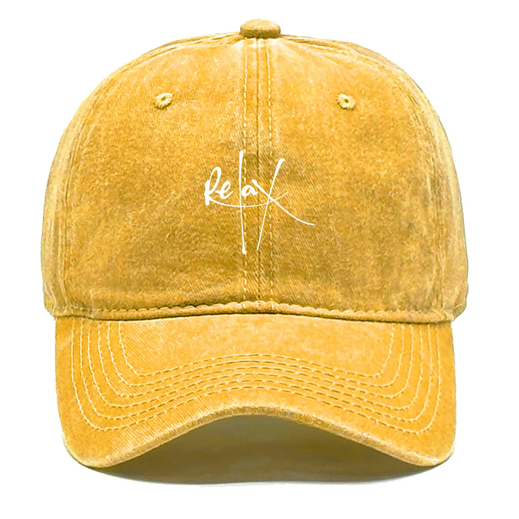 Relax Print Snapback Baseball Caps Mesh Hat Casual Slouchy Adjustable Caps Ideal Choice For Outdoor Sports One Size Fits All