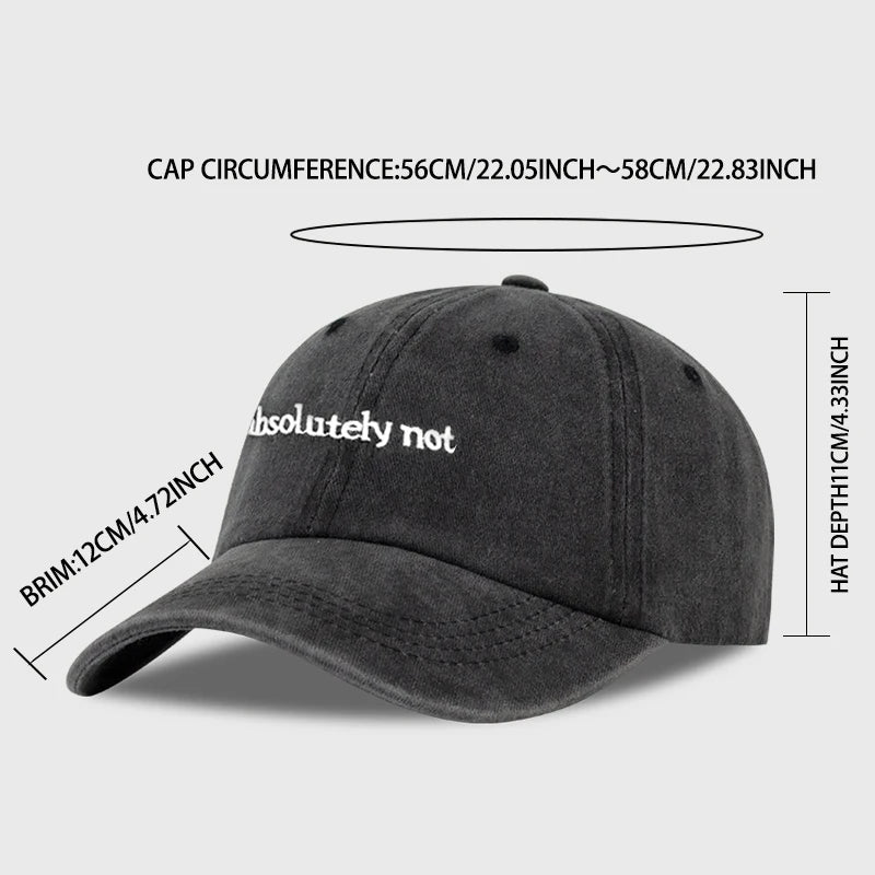 MLFO Absolutely Not Embroidered Washed Baseball Cap: Lightweight, Breathable, and Adjustable—Unisex Casual and Fashionable Hat