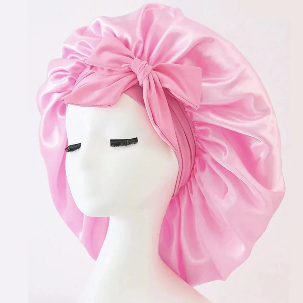 Satin bonnet silk bonnet adjustable bonne for sleeping hair bonnet with tie band bonnets for Women Men