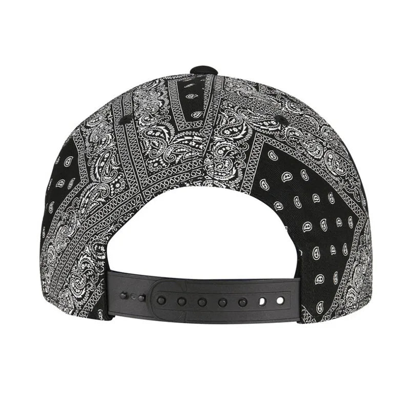 PANGKB Big C Paiz Allover Snapback Hat Paisley Bandanna Print Adults Outdoor Travel Hip Hop Headwear Sports Sun Baseball cap