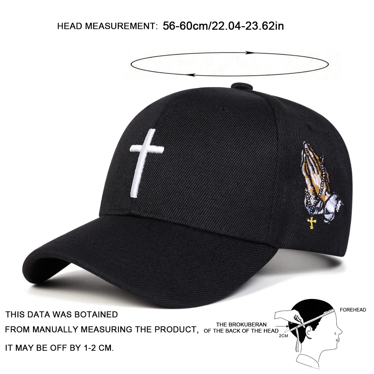 Unisex Cross Embroidery Baseball Caps Spring Autumn Outdoor Adjustable Casual Hats Sunscreen Hat Sports Cap