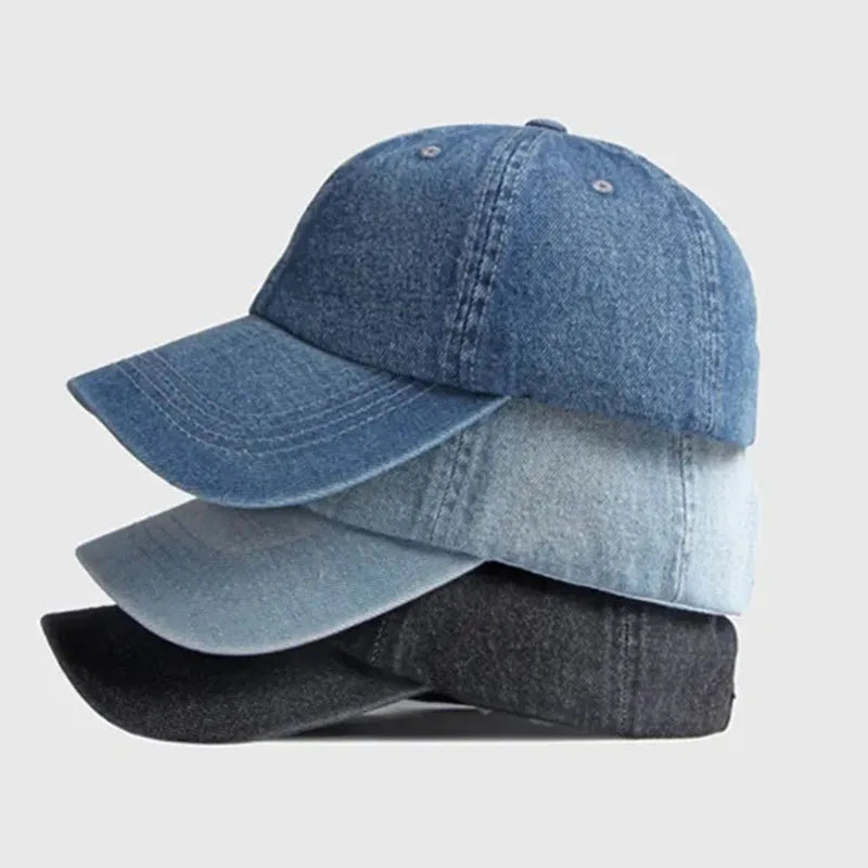 Unisex Solid  Denim Baseball Cap Blank Washed  Jean Hat Casquette Adjustable Snapback Hats Caps For Men And Women