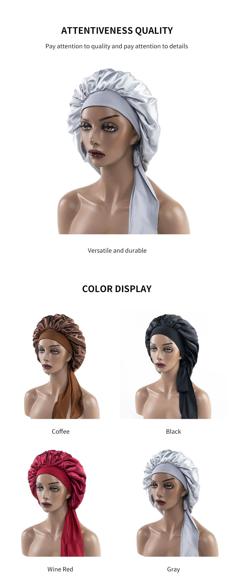 Women Hair Bonnet for Sleeping Bonnets Larger Sleeping Hat with Elastic Tie Band Adjustable for Women Curly Natural Hair