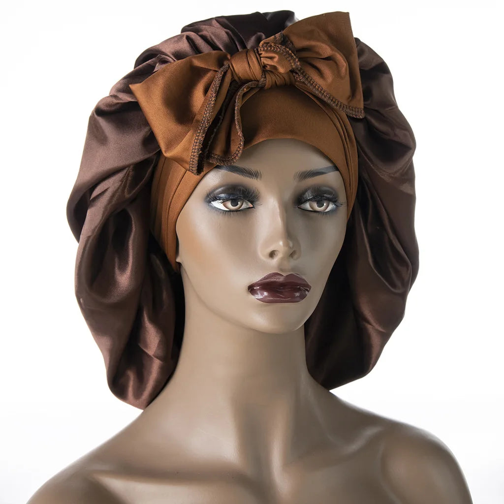 Women Hair Bonnet for Sleeping Bonnets Larger Sleeping Hat with Elastic Tie Band Adjustable for Women Curly Natural Hair