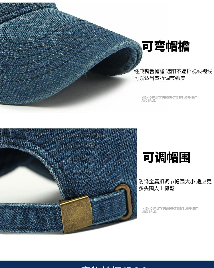 Snapback Cap Spring Summer Washable Denim Embroidery Baseball Caps For Men And Women 모자 골프용품 땡처리 кепка casquette gorras hombre