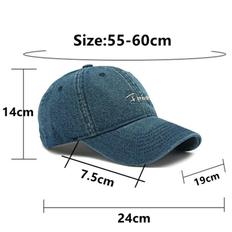Snapback Cap Spring Summer Washable Denim Embroidery Baseball Caps For Men And Women 모자 골프용품 땡처리 кепка casquette gorras hombre