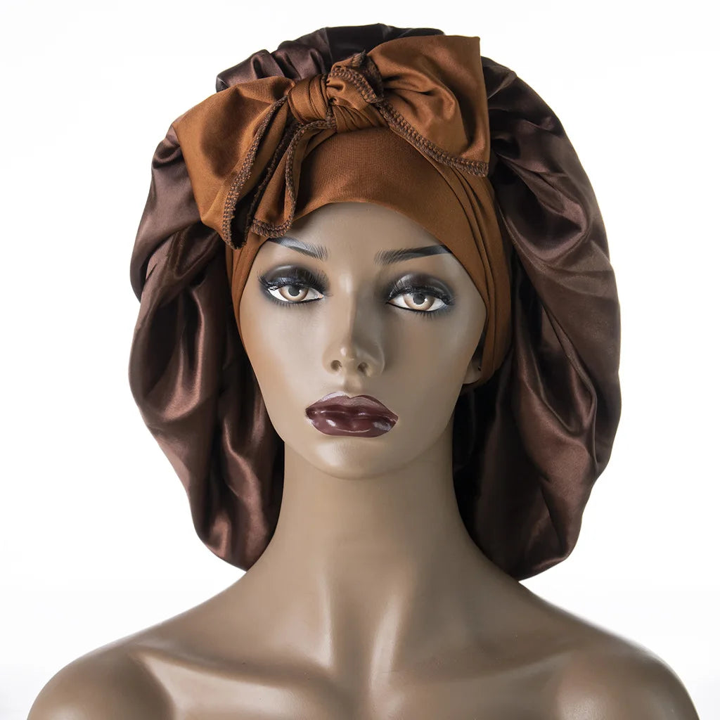Women Hair Bonnet for Sleeping Bonnets Larger Sleeping Hat with Elastic Tie Band Adjustable for Women Curly Natural Hair