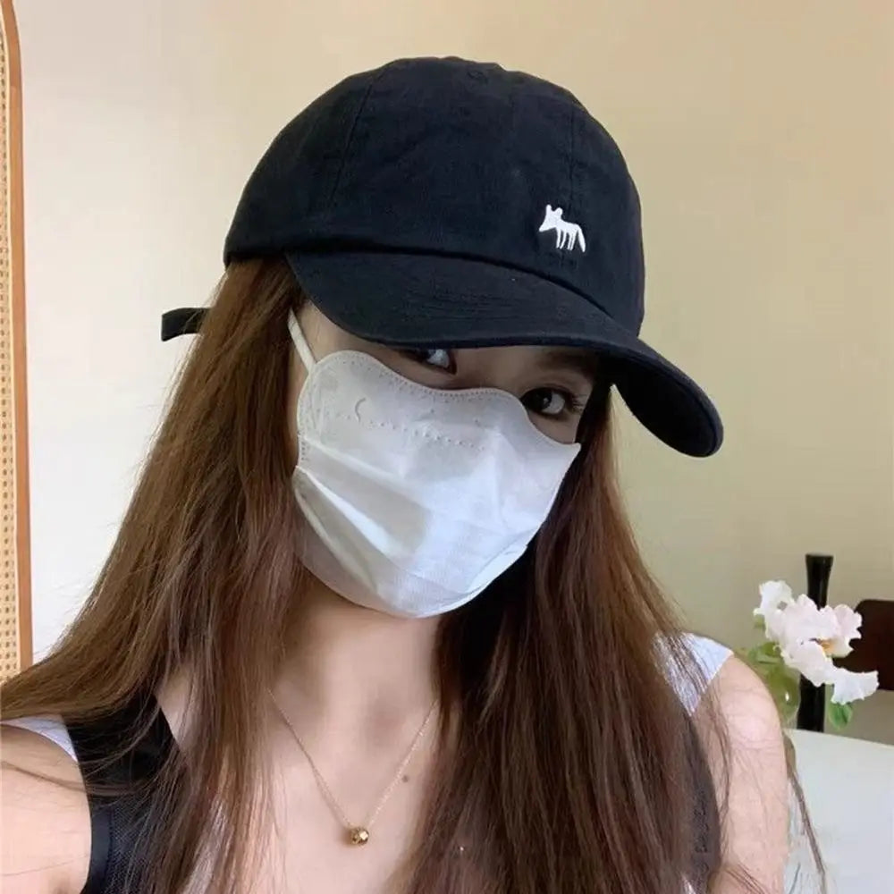 Fashion Embroidered Embroidery Baseball Cap Animals Cotton Canvas Baseball Hat Peaked Cap Sun Cap Sun Hat Girl