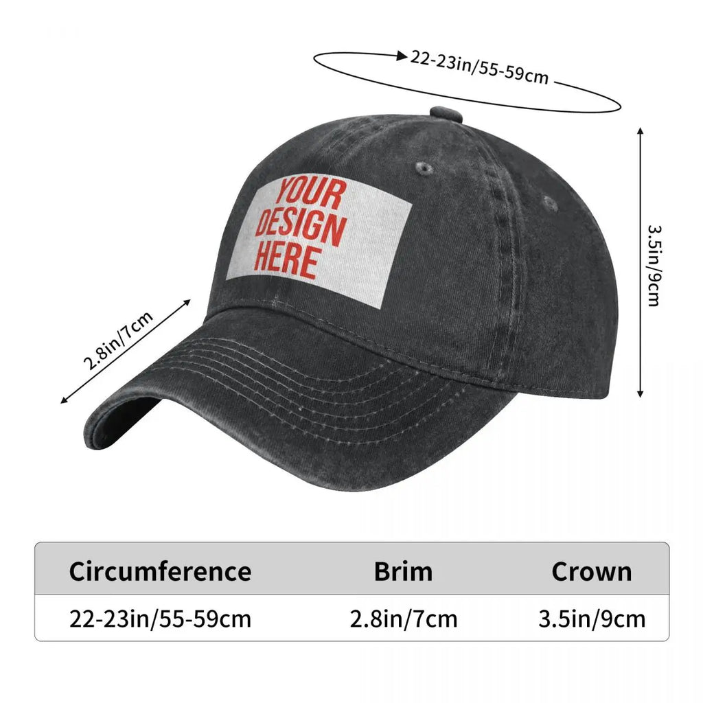 Customized Your OWN Design Baseball Caps Fashion Distressed Washed DIY Photo or Logo Picture Men Women Outdoor Golf Caps Hat