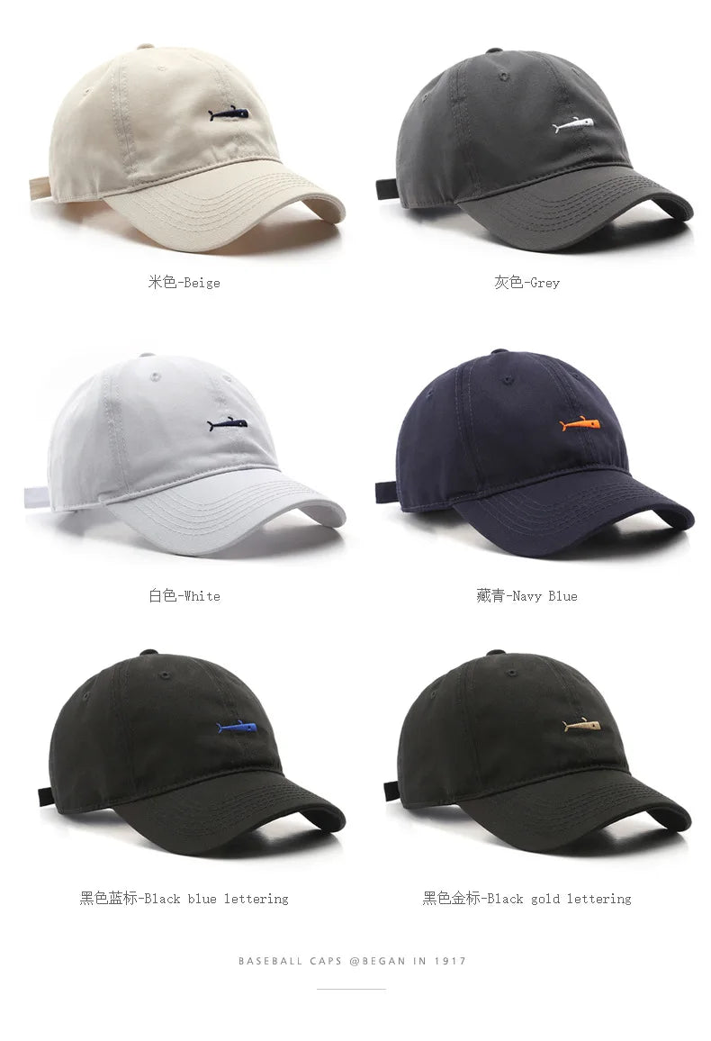Retro Snapback Hat | Unisex Baseball Cap with Fish Embroidery | Lightweight Summer Visor | Adjustable Dad Hat for Men & Women‌