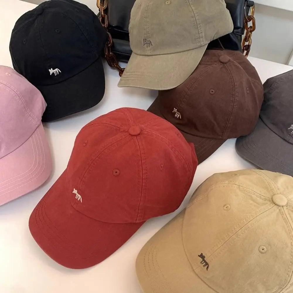Fashion Embroidered Embroidery Baseball Cap Animals Cotton Canvas Baseball Hat Peaked Cap Sun Cap Sun Hat Girl