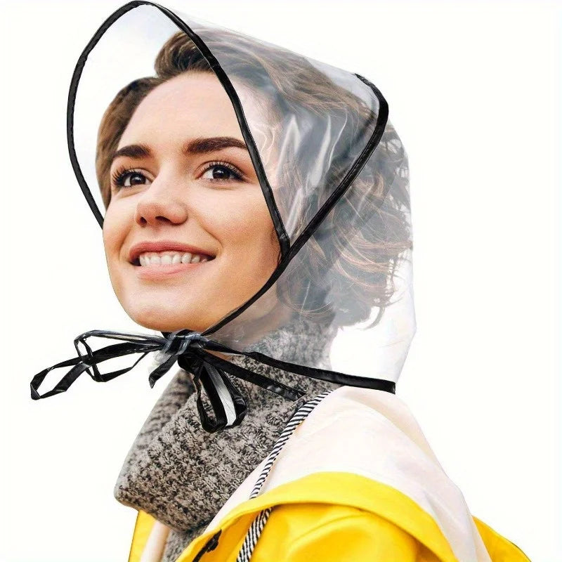 1pc Transparent Plastic Bonnet for Women, Foldable,Portable, Hand Washable,Travel Friendly Design for Outdoor Use.
