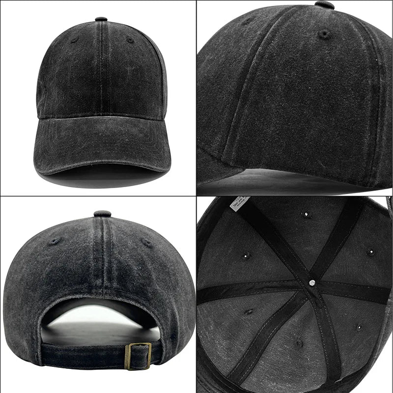 Basic Solid Baseball Cap Vintage Washed Distress Cotton Low Profile Hat Adjustable Sports Hat