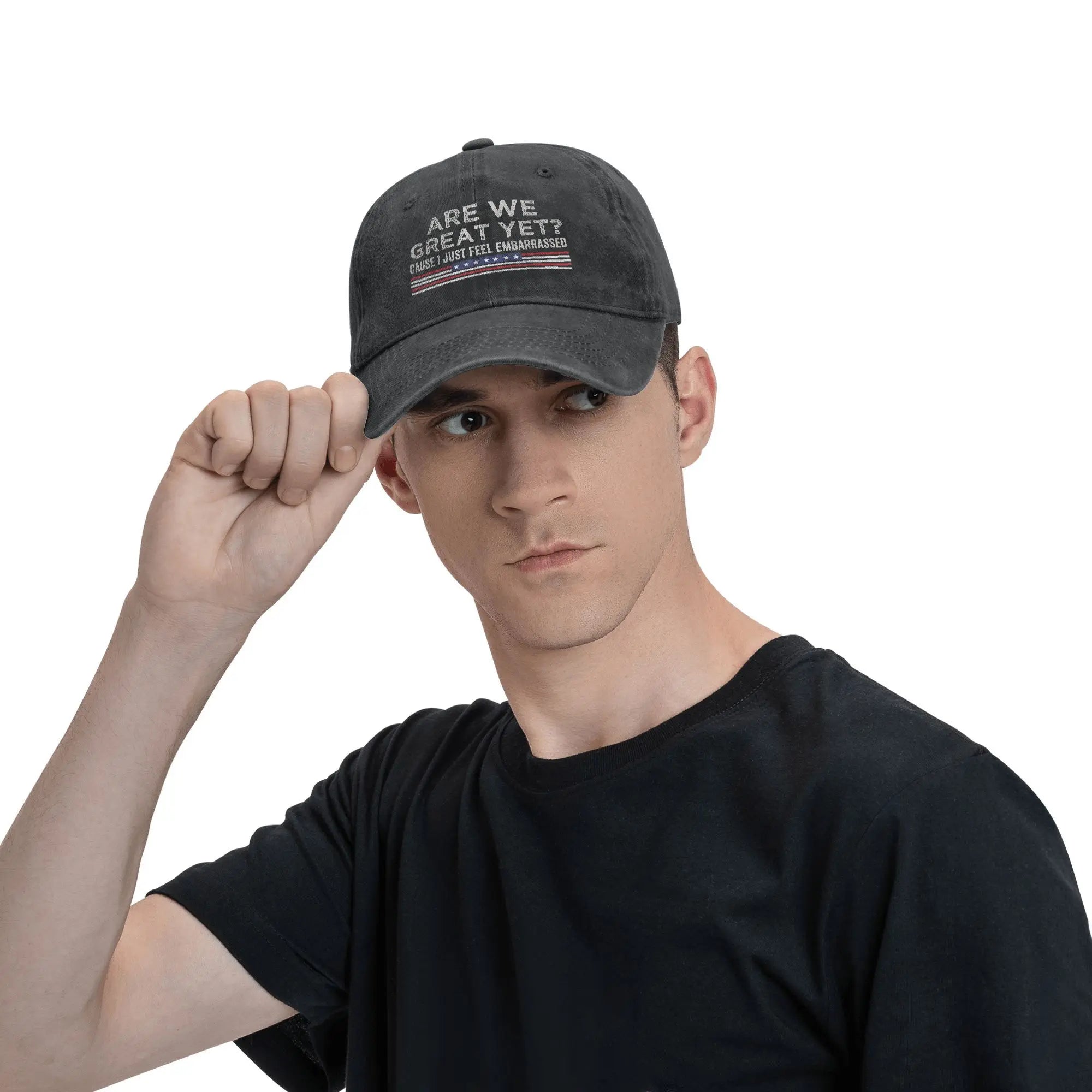 Are We Great Yet Cause I Just Feel Embarrassed Baseball Caps Vintage Distressed Cotton Snapback Cap Unisex Outdoor Gift Hats Cap