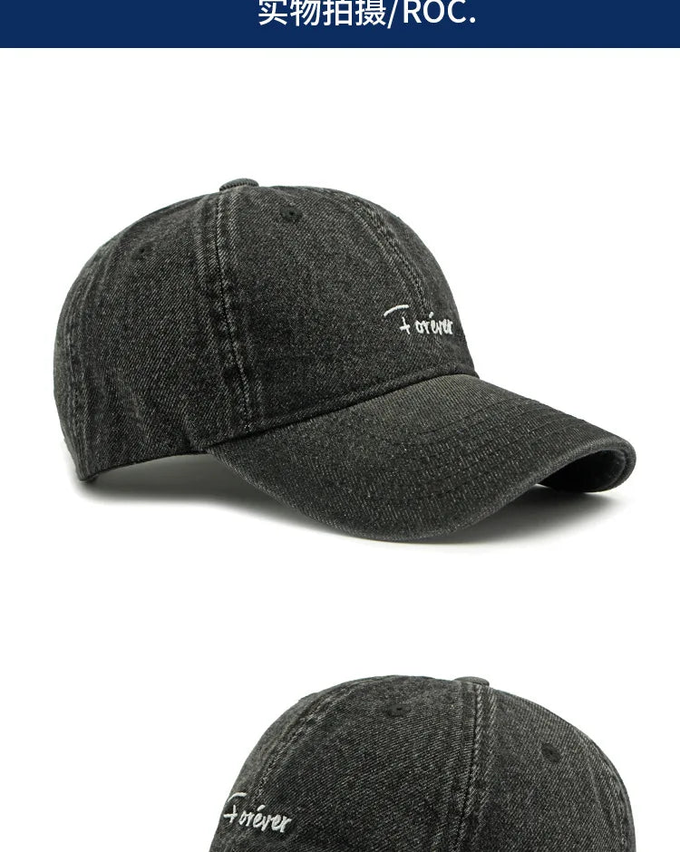 Snapback Cap Spring Summer Washable Denim Embroidery Baseball Caps For Men And Women 모자 골프용품 땡처리 кепка casquette gorras hombre