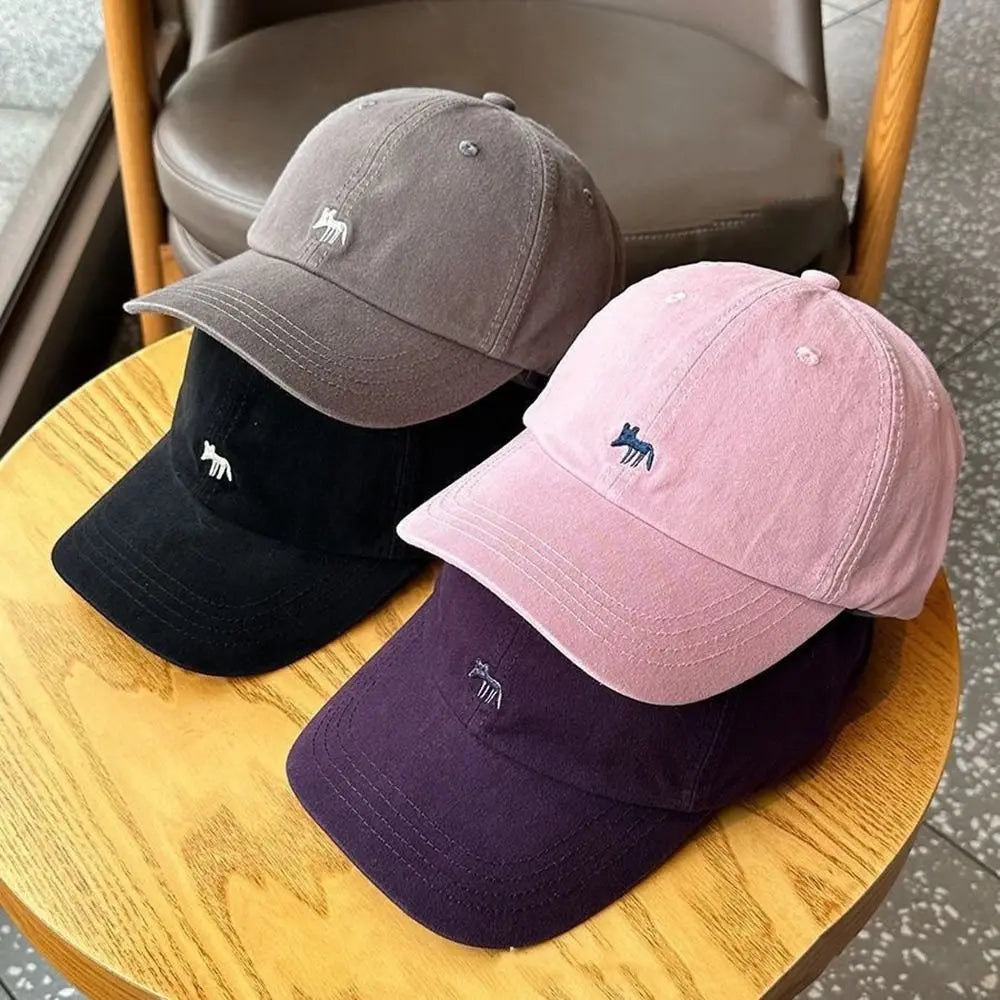 Fashion Embroidered Embroidery Baseball Cap Animals Cotton Canvas Baseball Hat Peaked Cap Sun Cap Sun Hat Girl