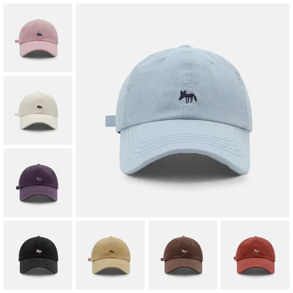 Fashion Embroidered Embroidery Baseball Cap Animals Cotton Canvas Baseball Hat Peaked Cap Sun Cap Sun Hat Girl