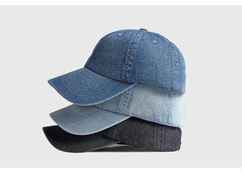Unisex Solid  Denim Baseball Cap Blank Washed  Jean Hat Casquette Adjustable Snapback Hats Caps For Men And Women