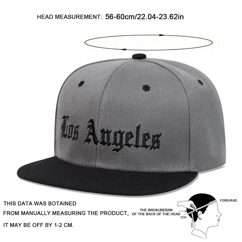Los Angeles Cap Hip Hop Basketball Cap Cotton Snapback Hat for Men Women Adult Outdoor Casual Adjustable Baseball Cap Gorras
