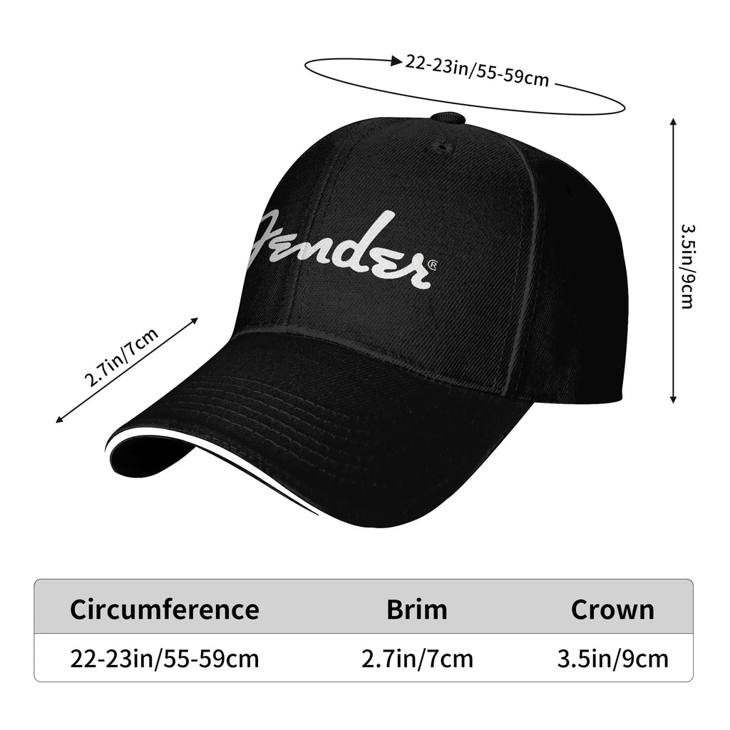 Fender Jimi Hendrix Electric Guitar Casual Baseball Cap Trucker Hat Summer High Quality Men Adult Trendy Baseball Caps