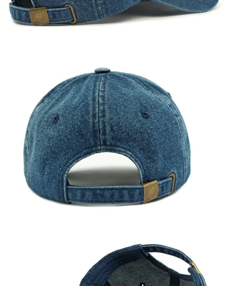 Snapback Cap Spring Summer Washable Denim Embroidery Baseball Caps For Men And Women 모자 골프용품 땡처리 кепка casquette gorras hombre
