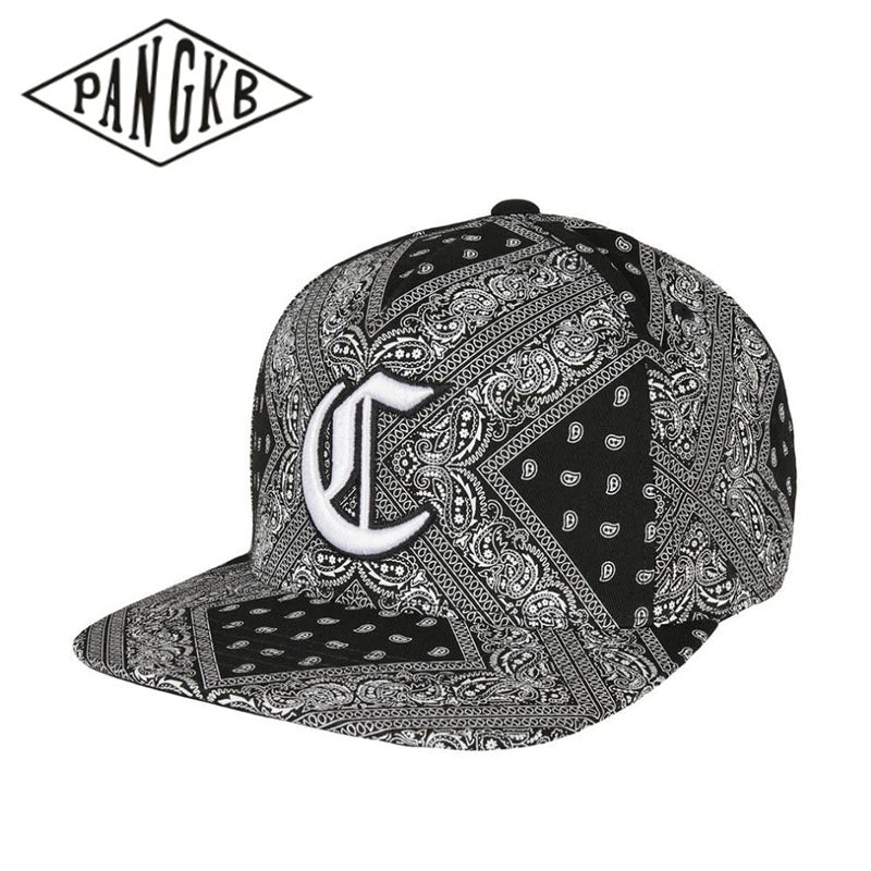 PANGKB Big C Paiz Allover Snapback Hat Paisley Bandanna Print Adults Outdoor Travel Hip Hop Headwear Sports Sun Baseball cap