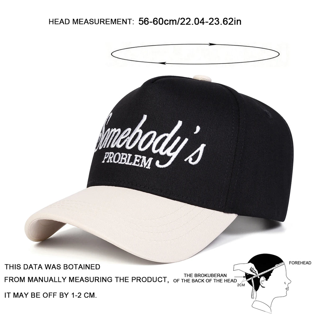 Unisex SOMEBODY'S PROBLEM Embroidery Baseball Caps Spring Autumn Outdoor Adjustable Casual Hats Sunscreen Hat Sports Cap