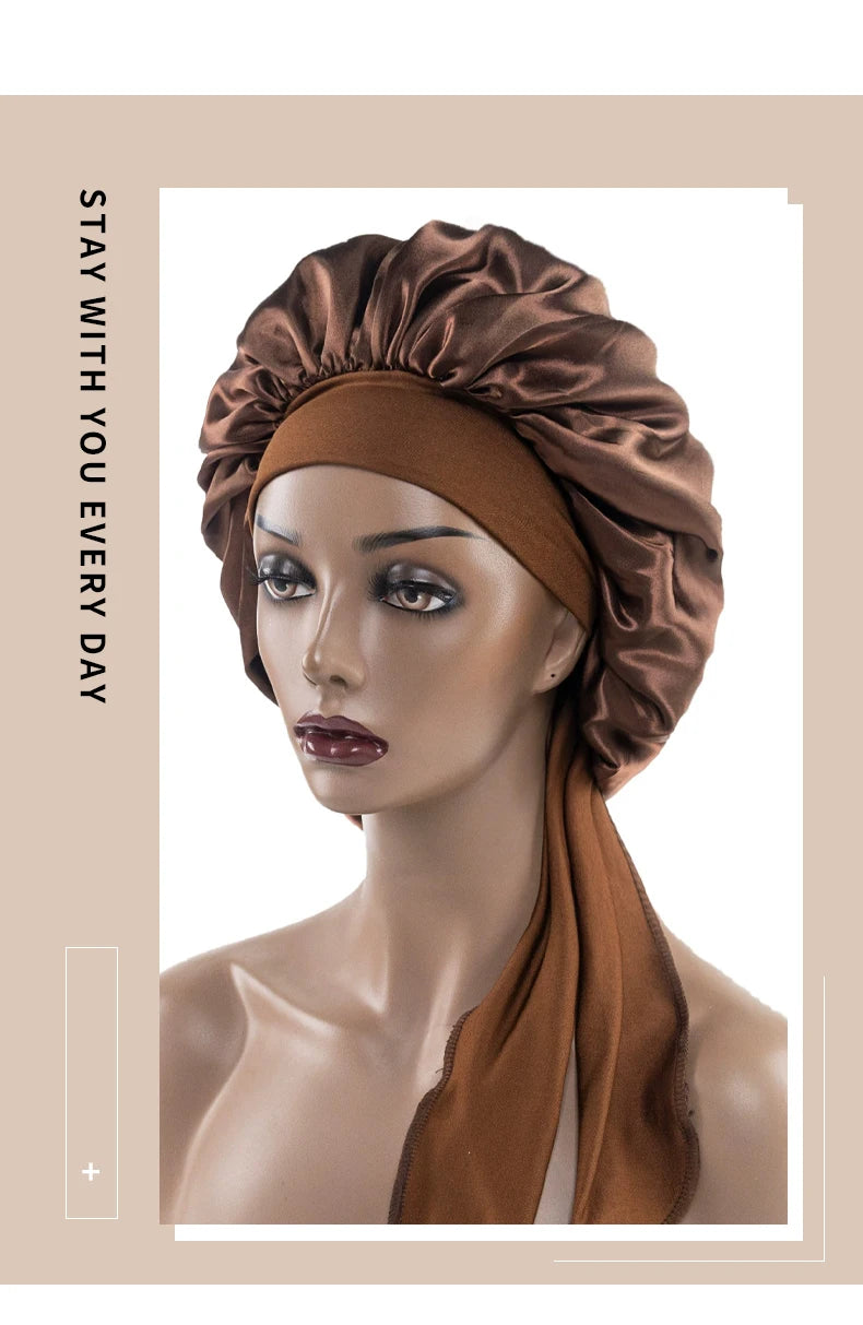 Women Hair Bonnet for Sleeping Bonnets Larger Sleeping Hat with Elastic Tie Band Adjustable for Women Curly Natural Hair