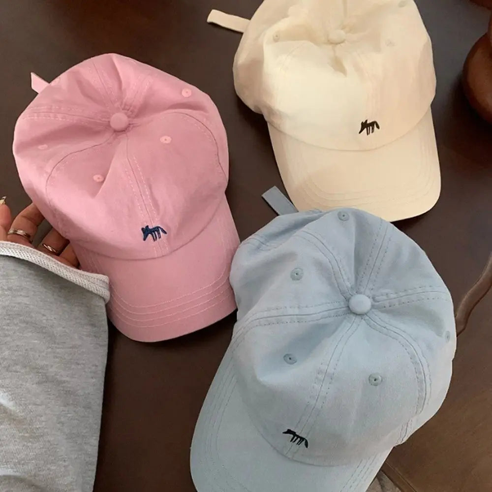 Fashion Embroidered Embroidery Baseball Cap Animals Cotton Canvas Baseball Hat Peaked Cap Sun Cap Sun Hat Girl