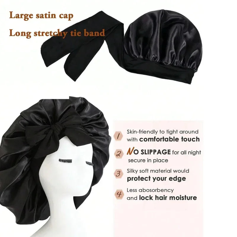 Satin bonnet silk bonnet adjustable bonne for sleeping hair bonnet with tie band bonnets for Women Men