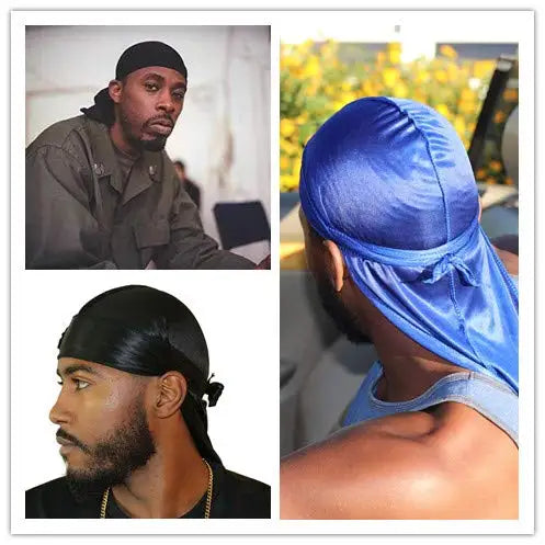 3 Pcs Silky Durag Headwraps Durag for Men Women With Free Waves Cap Durags Pack with Long Tail and Wide Straps Bandanas