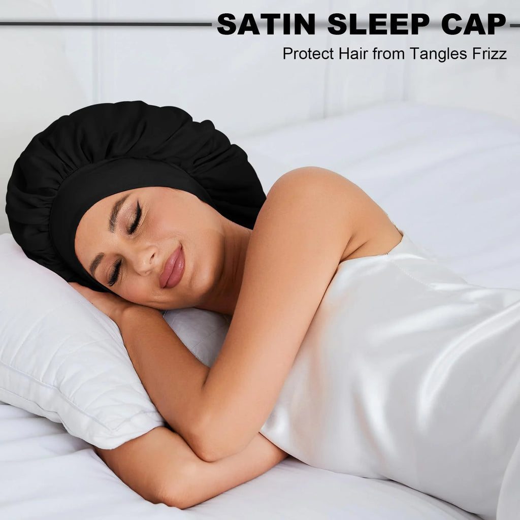 New Bonnet Sleep Cap Hair Band For Women Ladies Coffon Black Night Cap Hair Care Bonnet Nightcap Fashion Nightcap