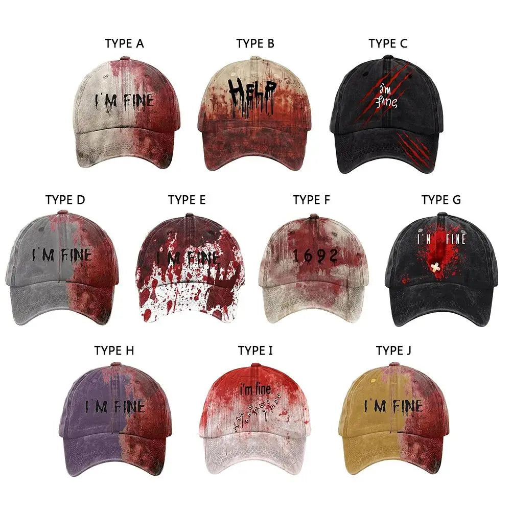 Trendy 3D Printed Halloween Hat Tie-Dye Horror Holiday Sunshade Duck Tongue Hat Anti-sun UV Protection Party Caps Outdoor