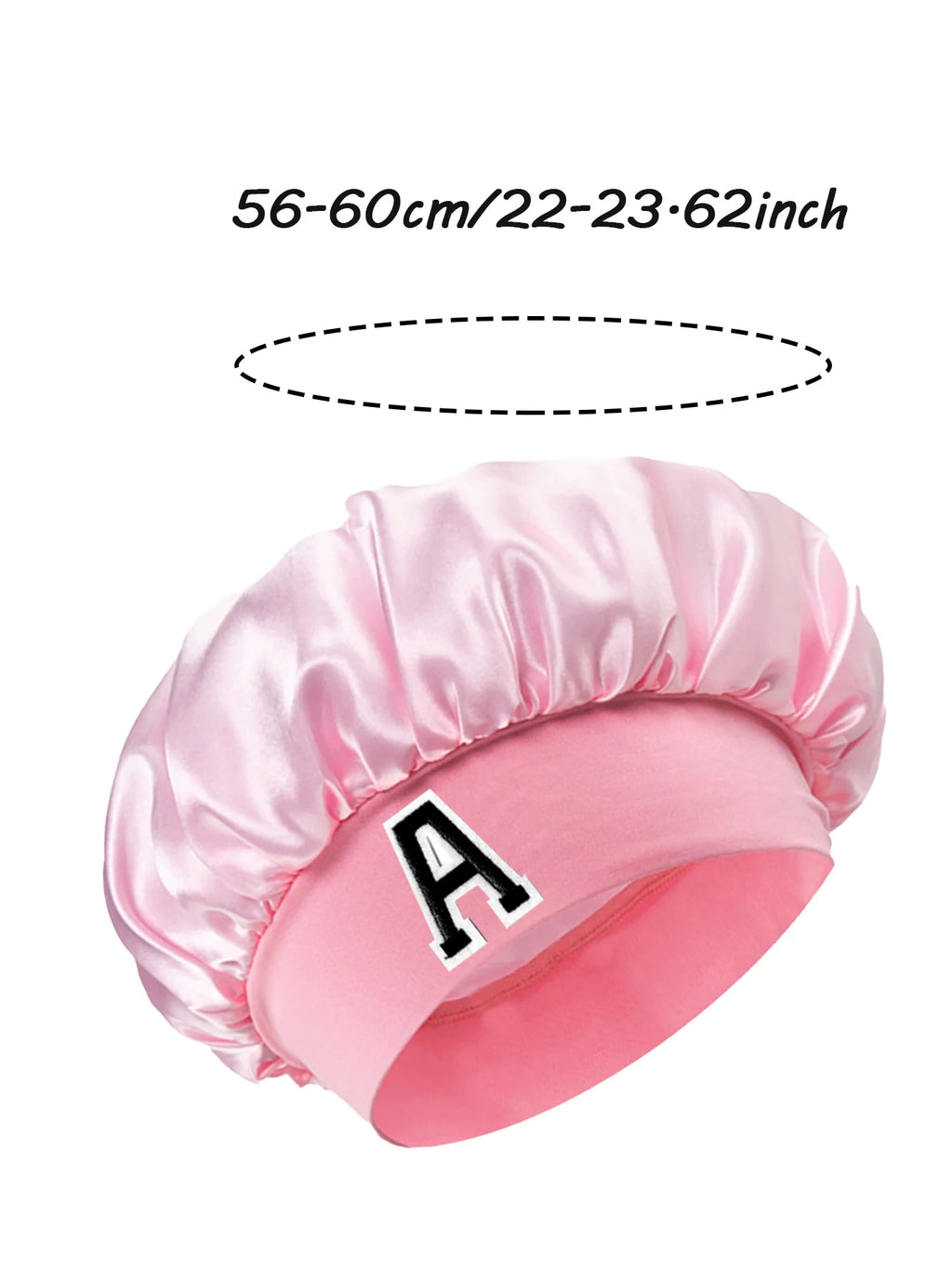 1PC Bonnet Printed A-Z Letter Personalization Hair Caps For Sleeping Satin Wide Brimmed Eastic Cap For Curly And Straight Hair