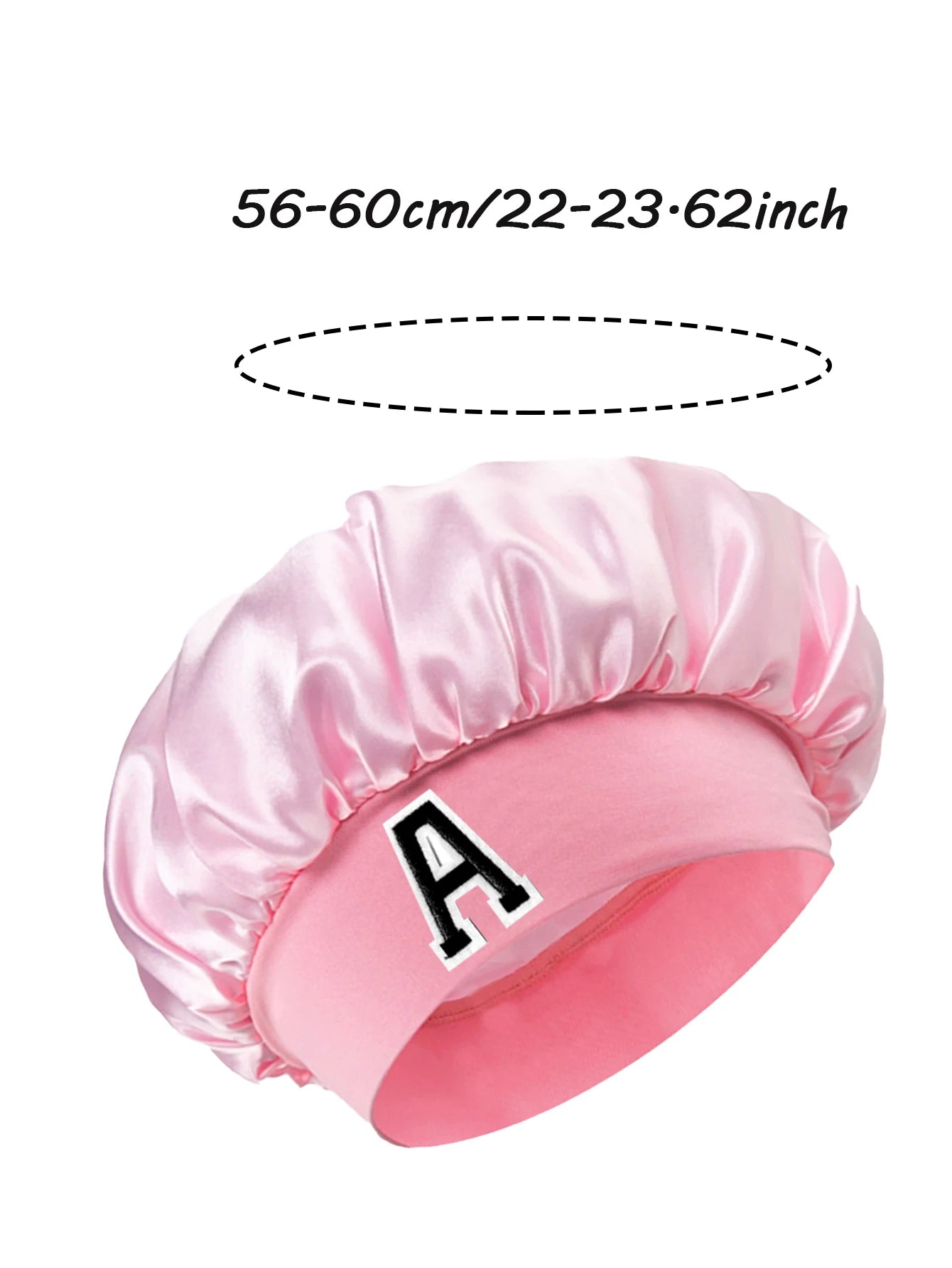 1PC Bonnet Printed A-Z Letter Personalization Hair Caps For Sleeping Satin Wide Brimmed Eastic Cap For Curly And Straight Hair