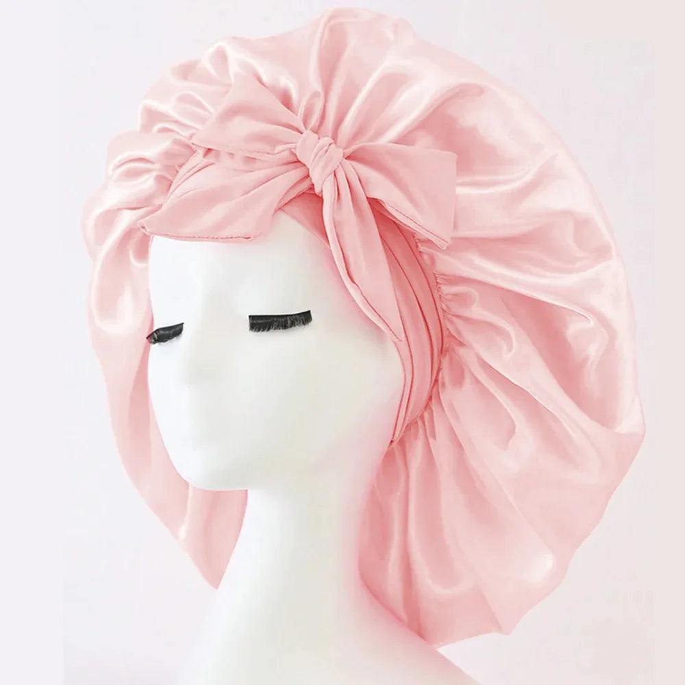Satin bonnet silk bonnet adjustable bonne for sleeping hair bonnet with tie band bonnets for Women Men